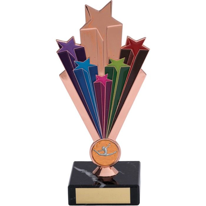 GYMNASTICS TROPHY WITH STARBURST DESIGN- CHOICE OF CENTRE - 7''